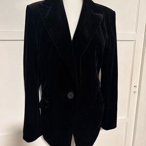 Max Studio Black Velvet Blazer with Notched Lapels